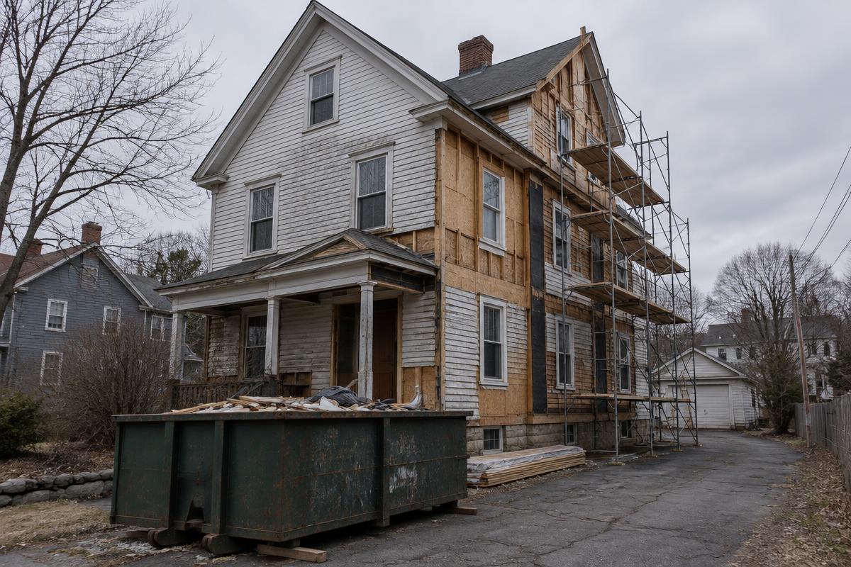 Rendering — the property before renovation, Manchester, NH
